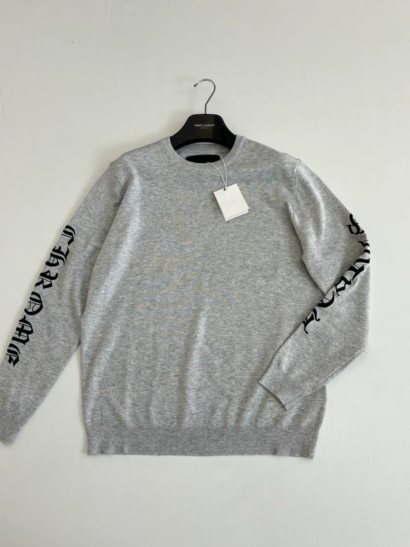 P450 Chrome Hrate*/Chrome Heart SS26 Sanskrit letter jacquard wool knitted crew neck sweater Size: S/M/L/XL